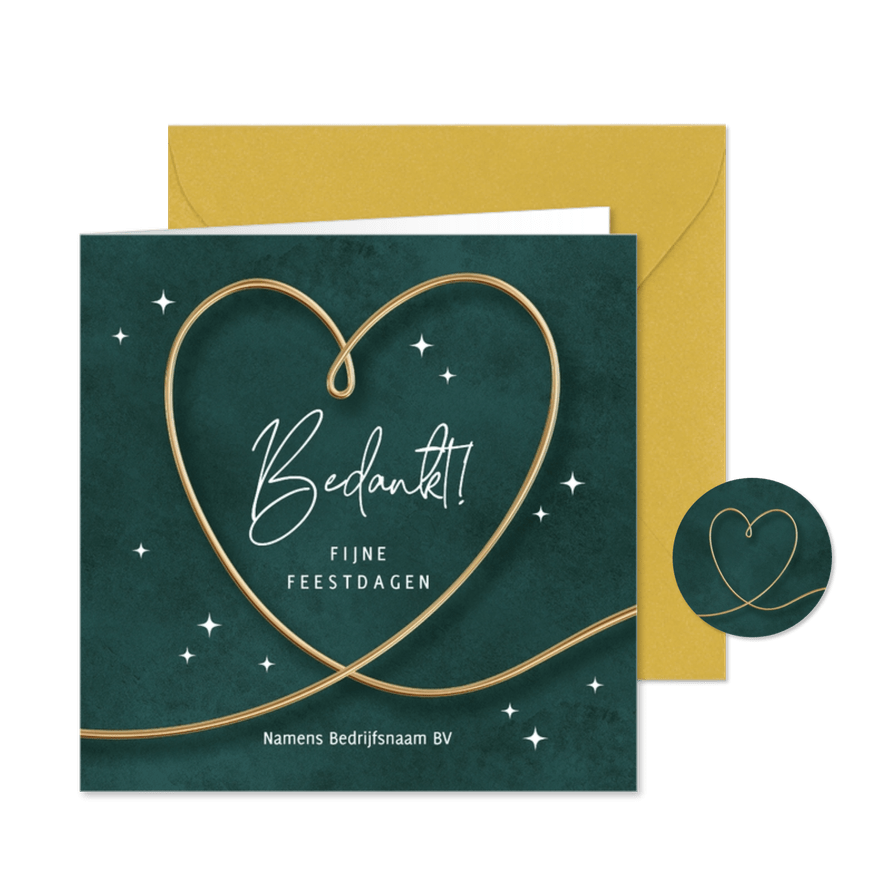 Kerstkaarten zakelijk bedankt kaart met hart - Kaartimpressie