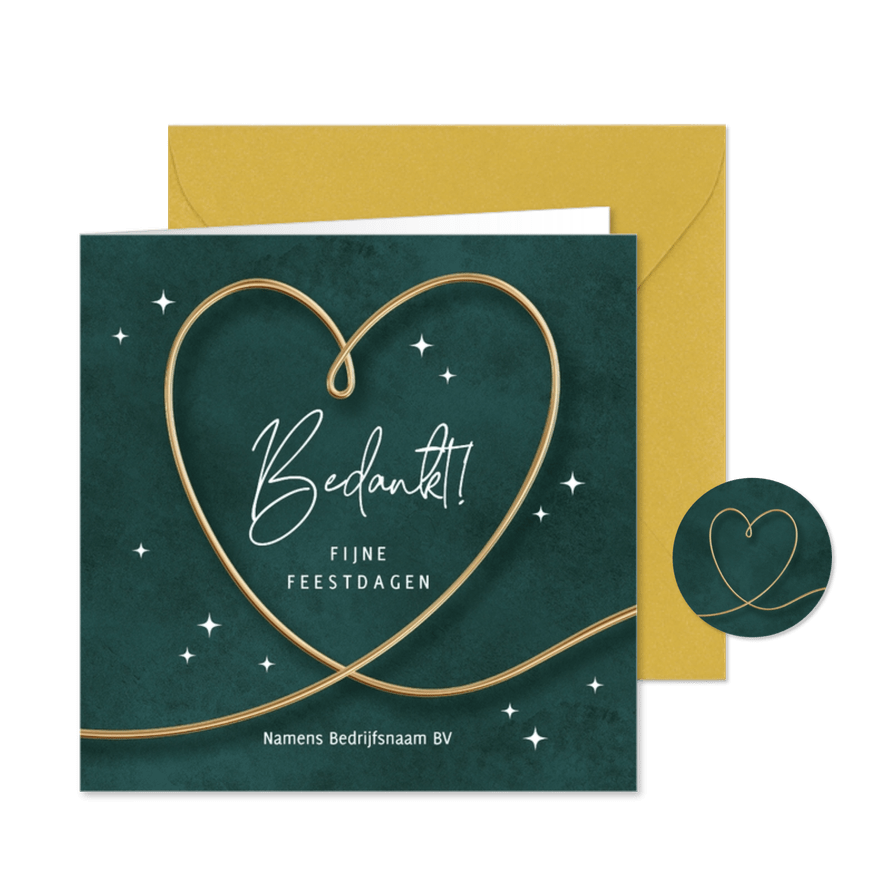 Kerstkaarten zakelijk bedankt kaart met hart - Kaartimpressie