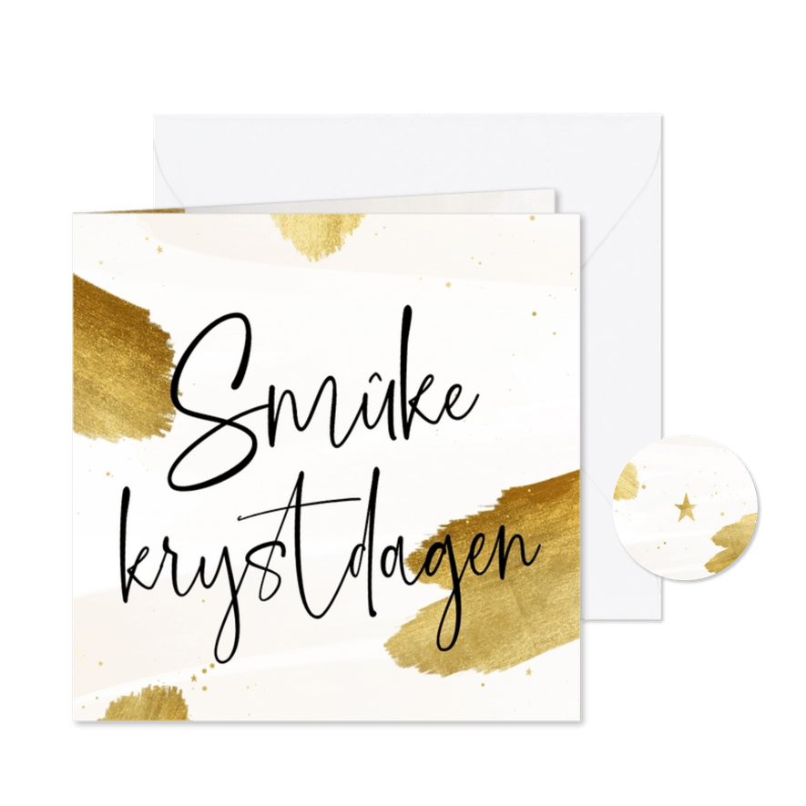 Kerstkaartje Fries 'smûke krystdagen' met verfstrepen - Kaartimpressie