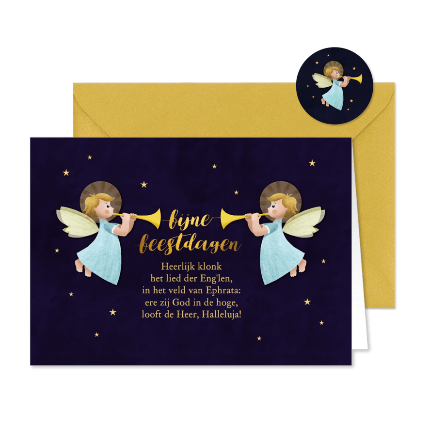 Kerstkaartje met kerstengeltjes - Kaartimpressie