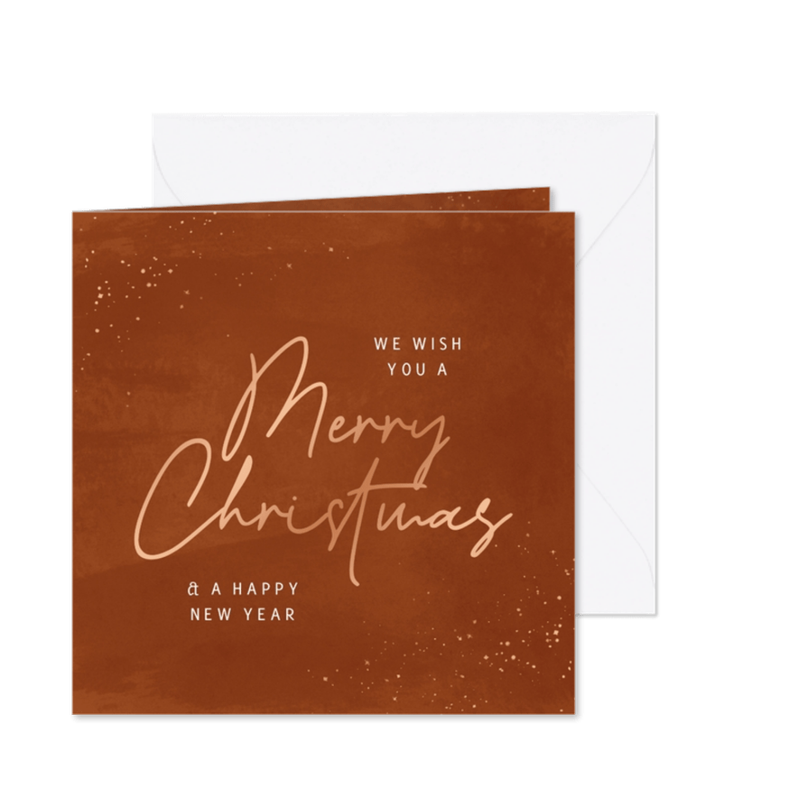 Kerstkaartje waterverf roest merry christmas - Kaartimpressie