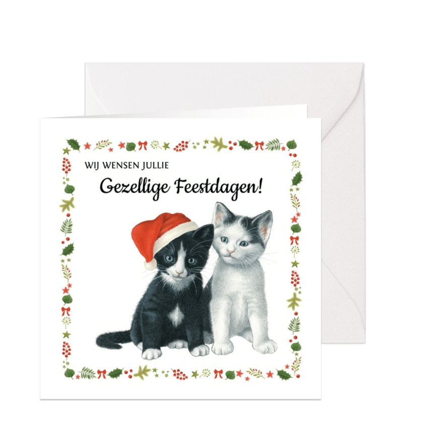 Kerstkittens wensen je gezellige feestdagen - Kaartimpressie