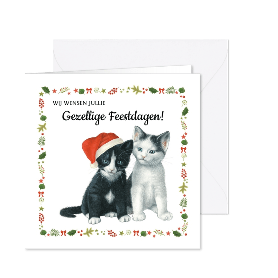 Kerstkittens wensen je gezellige feestdagen - Kaartimpressie