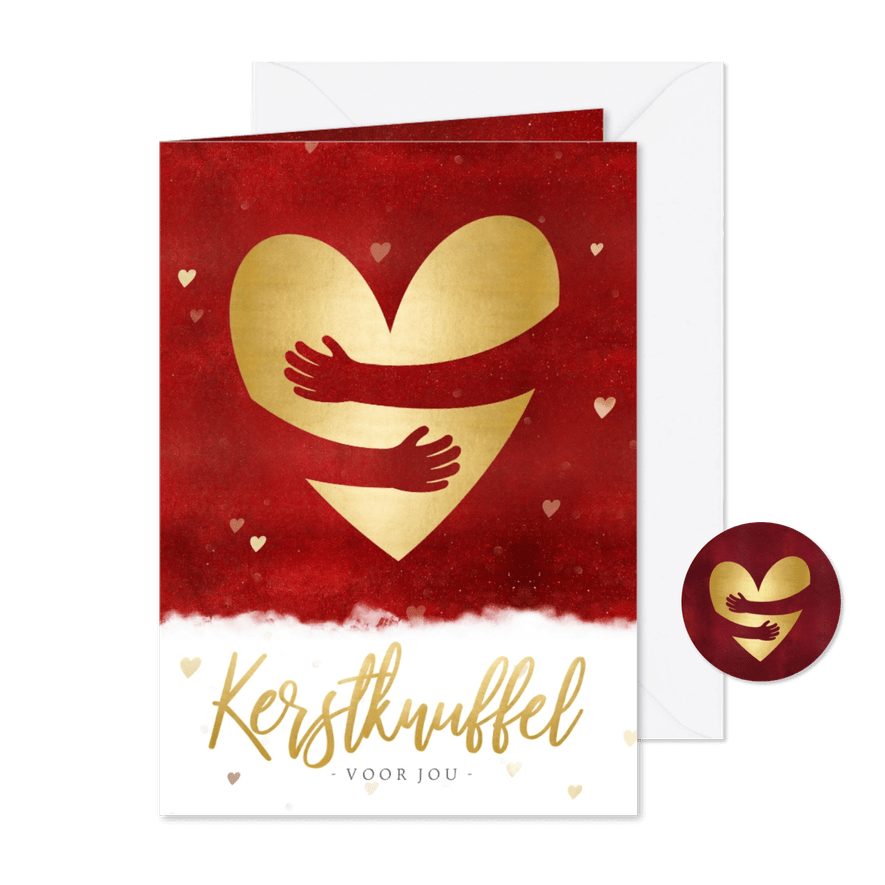 Kerstknuffel kerstkaart hart bij ziekte of verdriet - Kaartimpressie