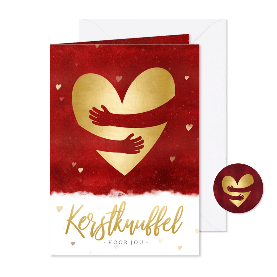 Kerstknuffel kerstkaart hart bij ziekte of verdriet - Kaartimpressie