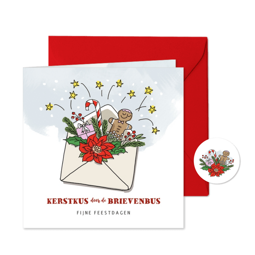 Kerstkus door de brievenbus - Kaartimpressie