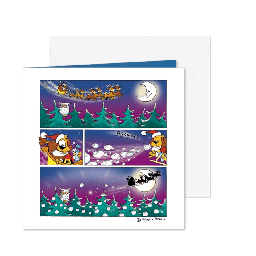 Kerstman strip Loeki in de arreslee - Kaartimpressie