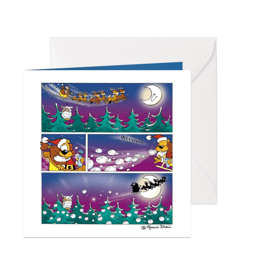 Kerstman strip Loeki in de arreslee - Kaartimpressie