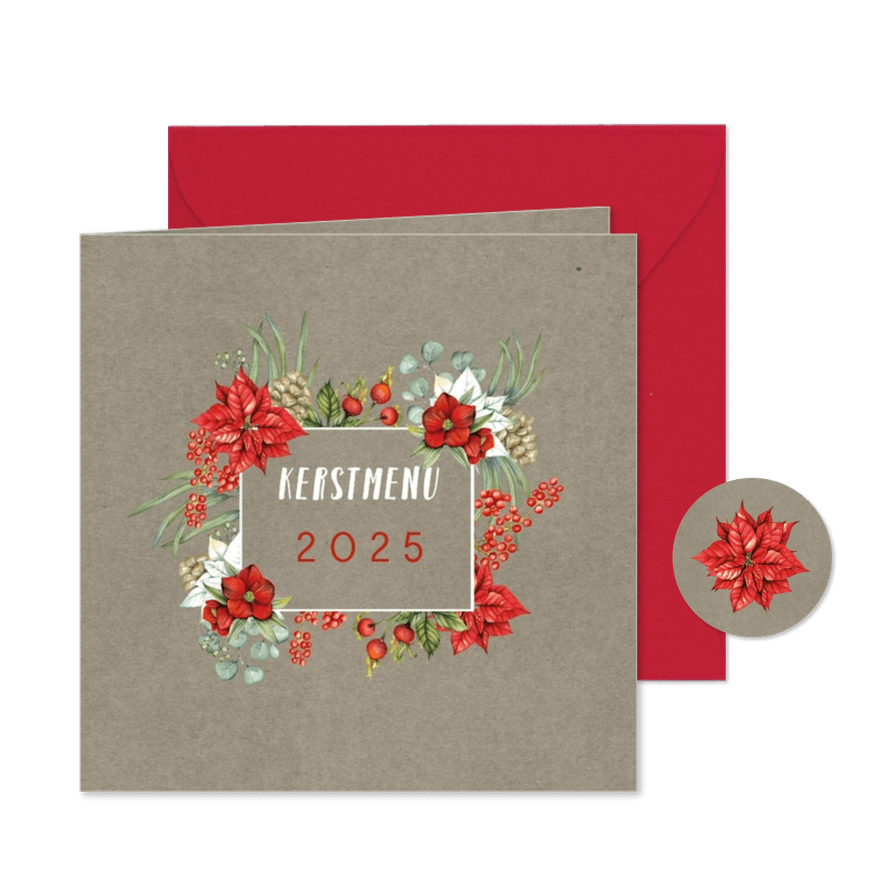 Kerstmenu botanical - Kaartimpressie