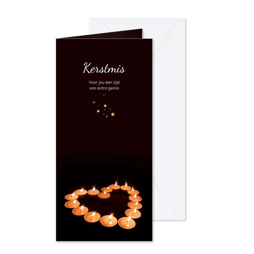 Kerstmis hart met licht - Kaartimpressie