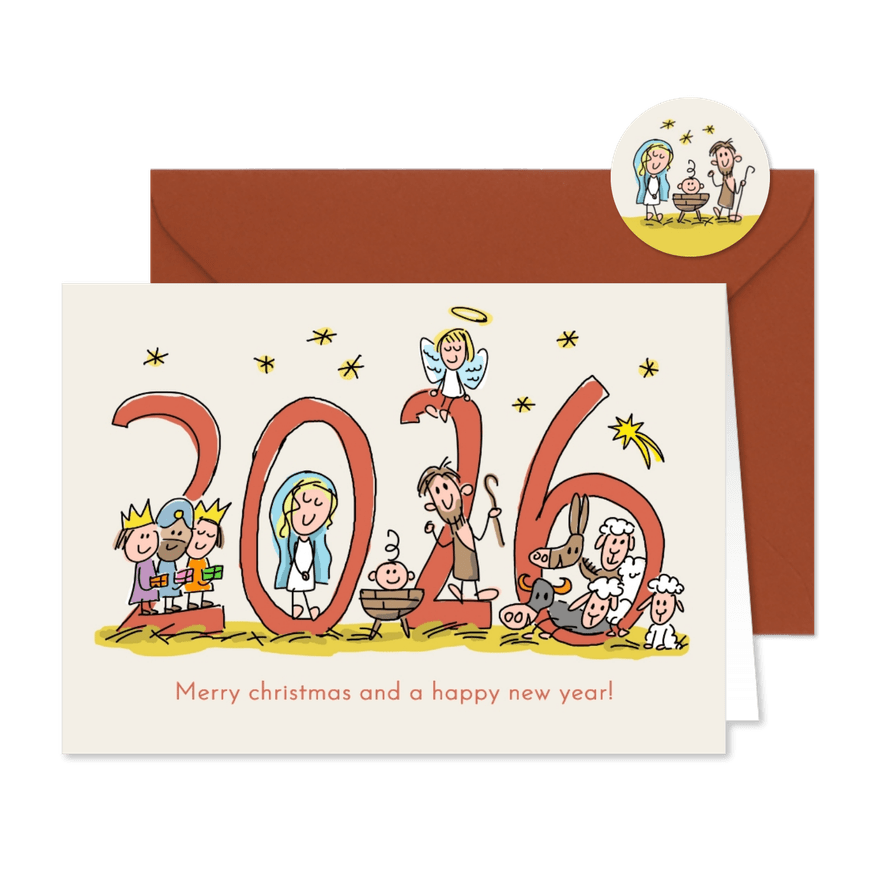 Kerststal met Josef en Maria in 2026 - Kaartimpressie