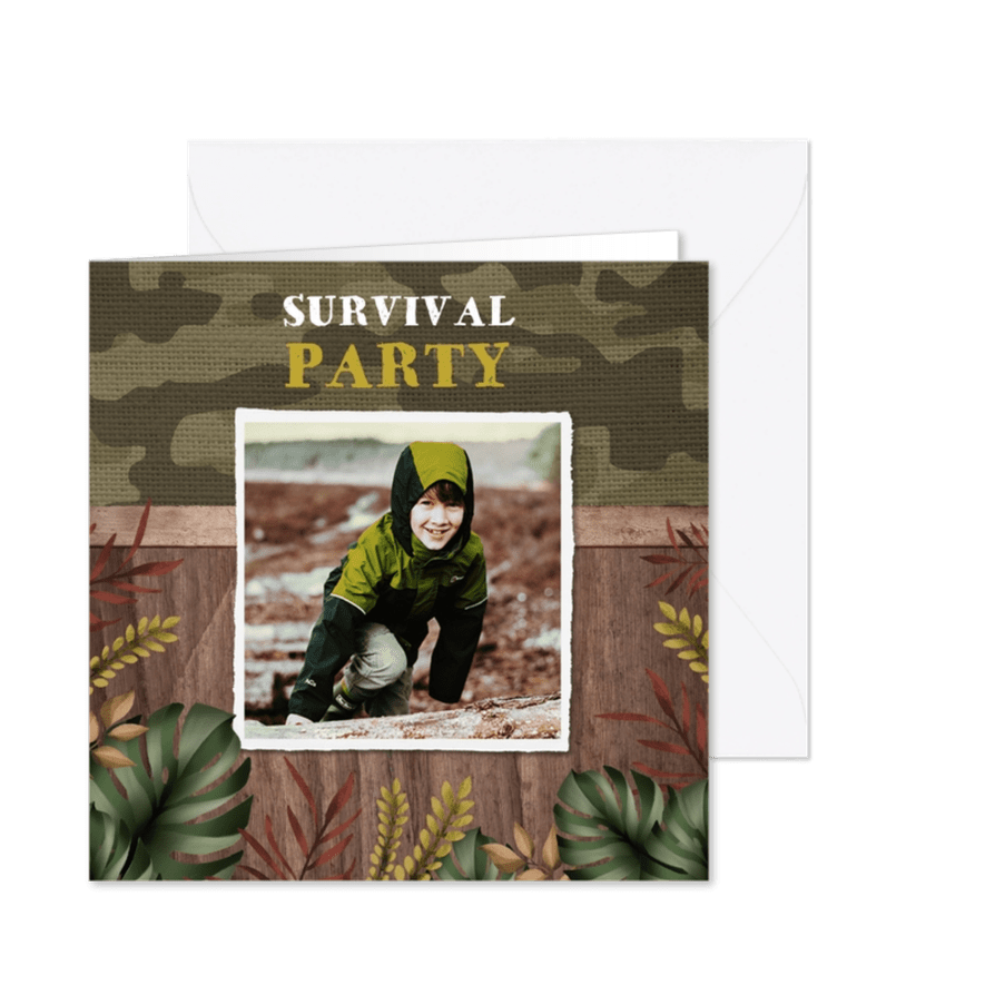 Kinderfeest uitnodiging stoer en avontuurlijk - Kaartimpressie