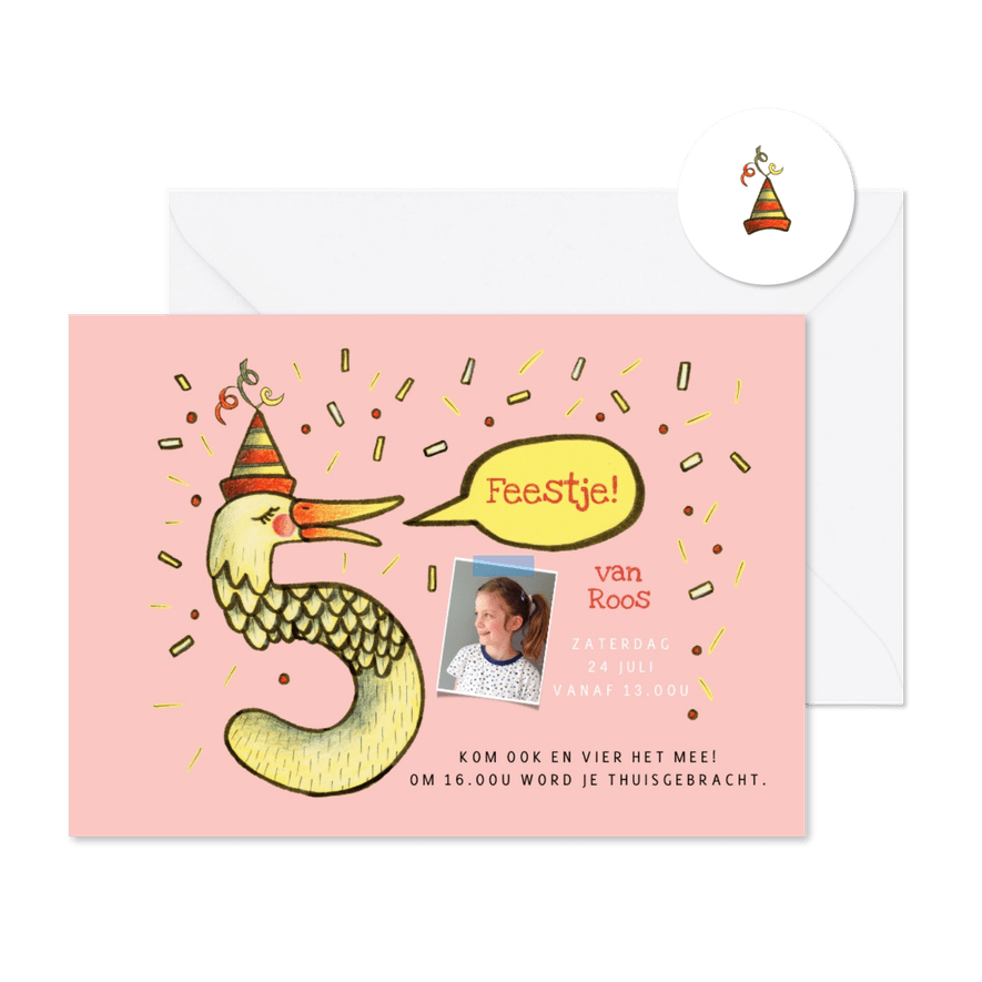 Kinderfeestje 5 jaar gans - Kaartimpressie