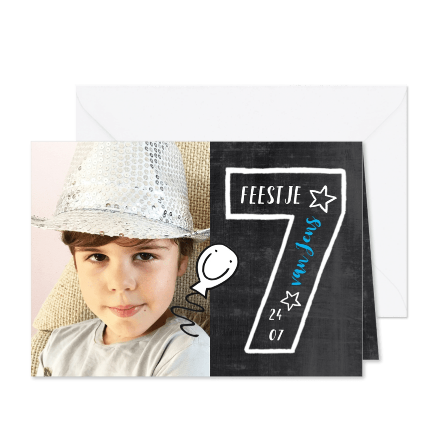 Kinderfeestje 7 jaar jongen of meisje - Kaartimpressie