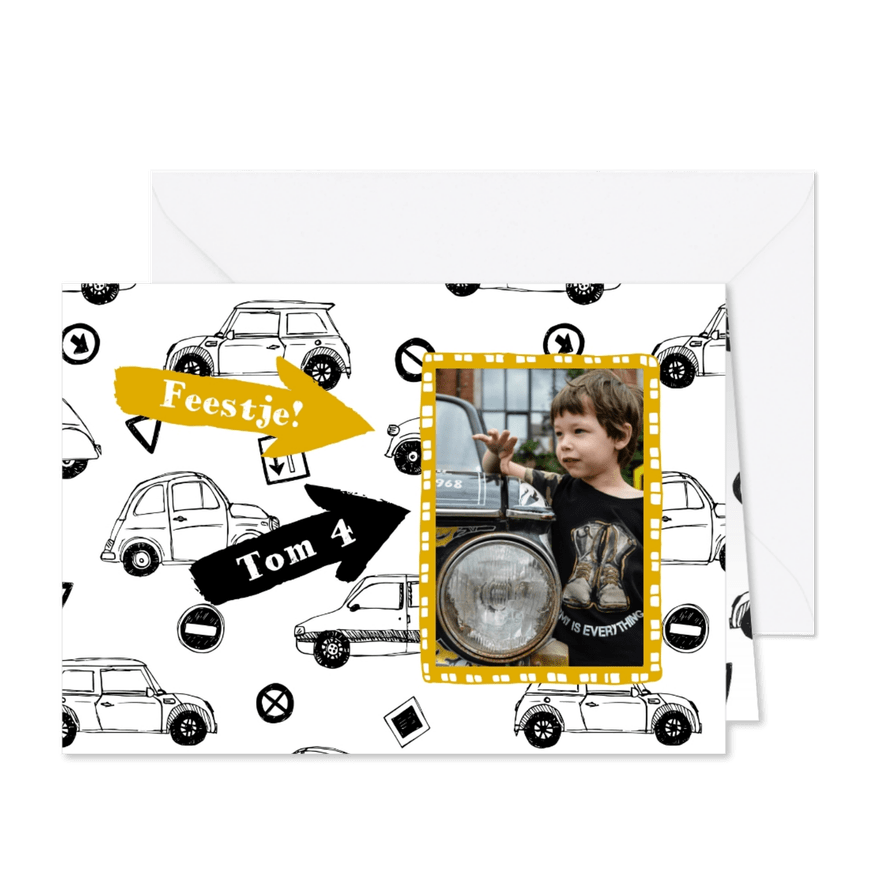 Kinderfeestje auto's en foto - Kaartimpressie