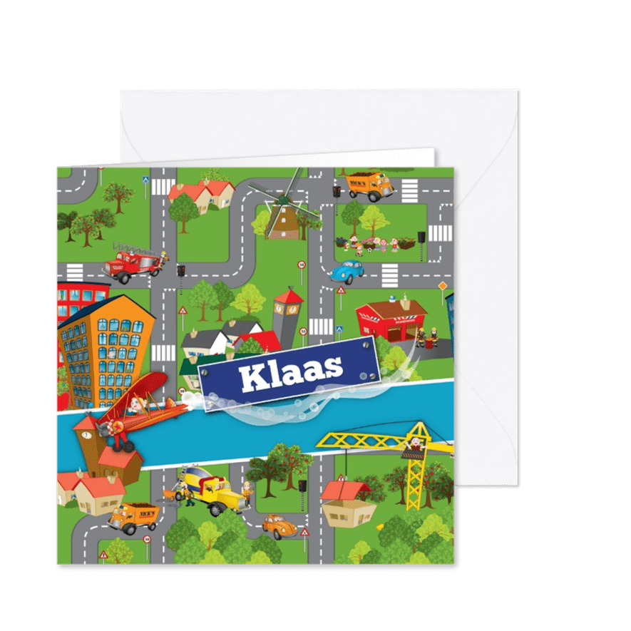 Kinderfeestje auto vervoer voertuigen plattegrond - Kaartimpressie