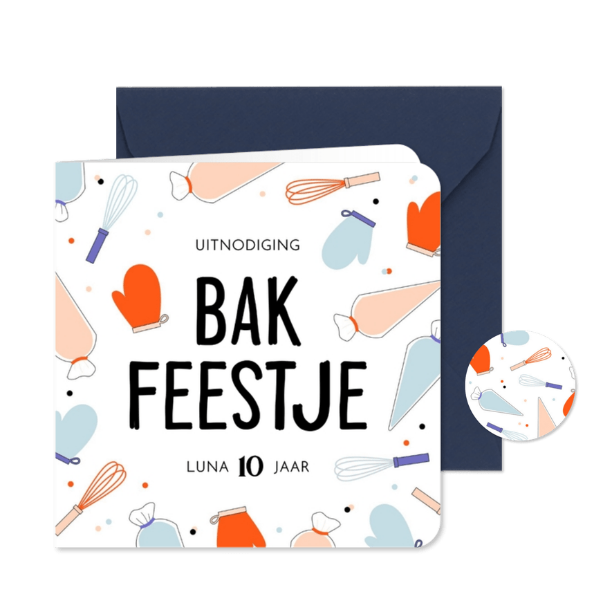 Kinderfeestje bakfeestje confetti roze blauw garde spuitzak - Kaartimpressie