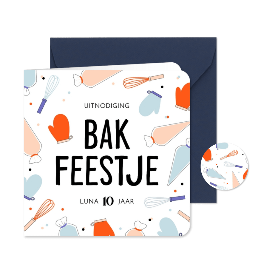 Kinderfeestje bakfeestje confetti roze blauw garde spuitzak - Kaartimpressie