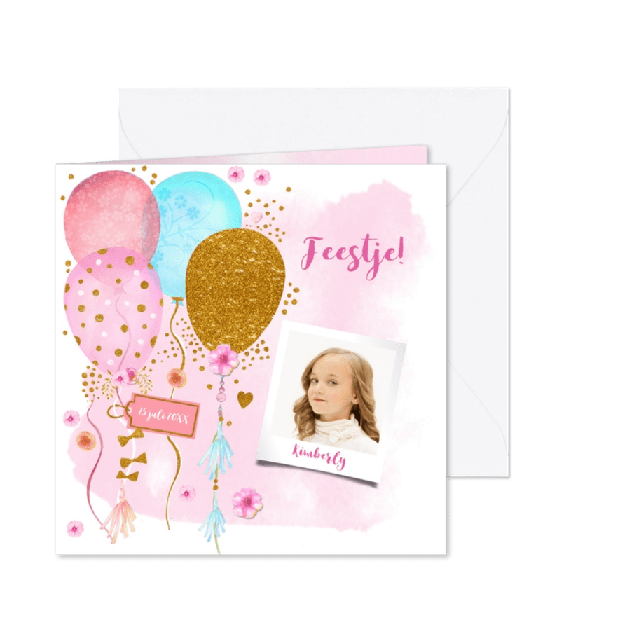 Kinderfeestje ballonnen foto - Kaartimpressie