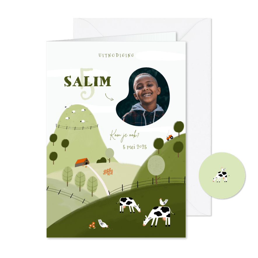 Kinderfeestje boerderij buiten uitnodiging foto - Kaartimpressie