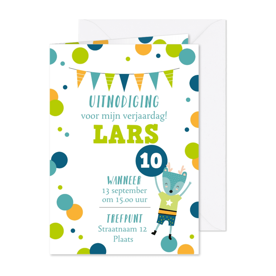 Kinderfeestje bonte confetti - Kaartimpressie