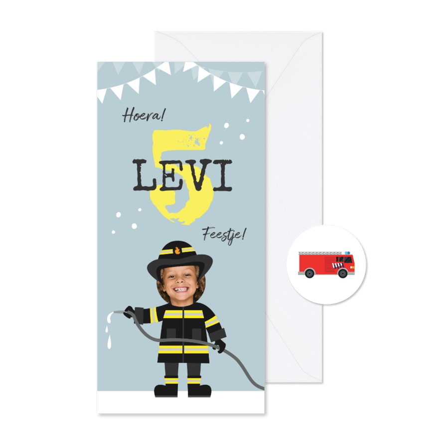 Kinderfeestje brandweer brandweerman feestje slingers - Kaartimpressie