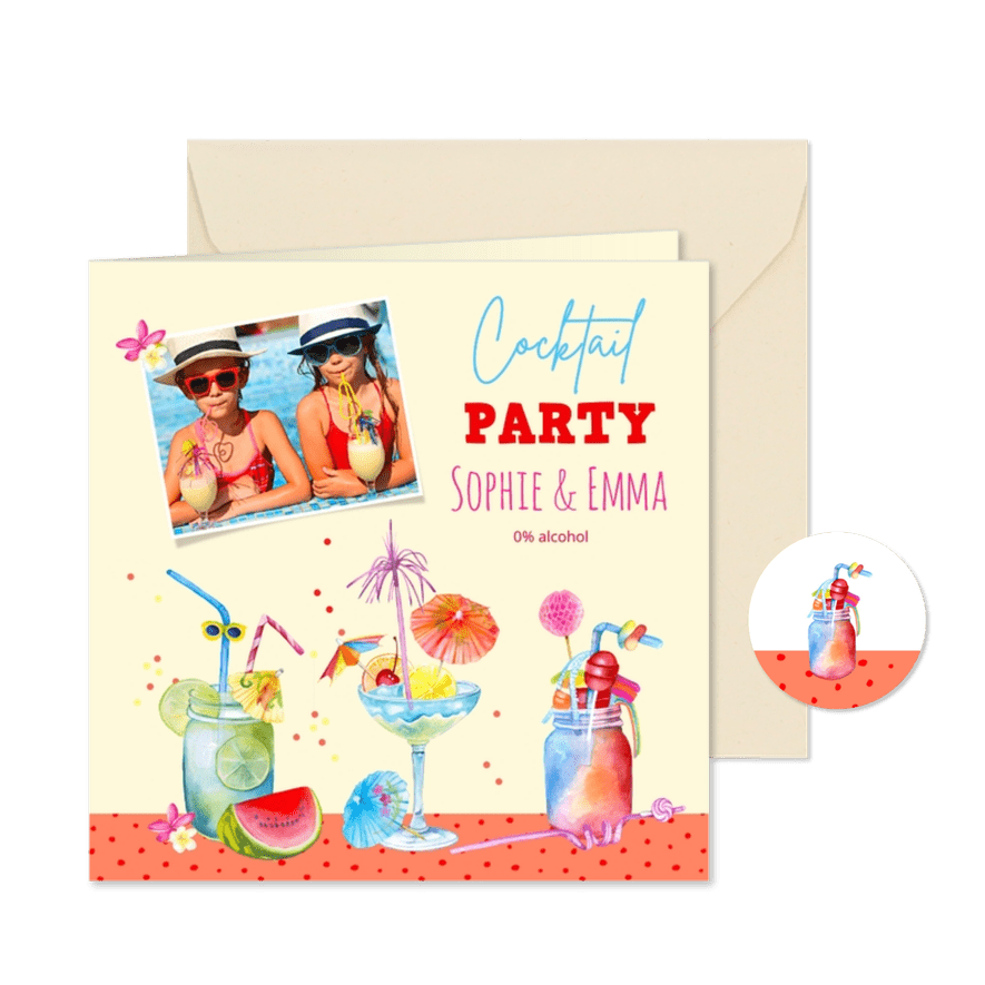 Kinderfeestje cocktail party met foto - Kaartimpressie