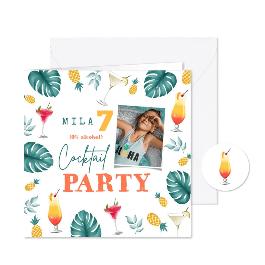 Kinderfeestje cocktail party tropisch drankjes ananas foto - Kaartimpressie