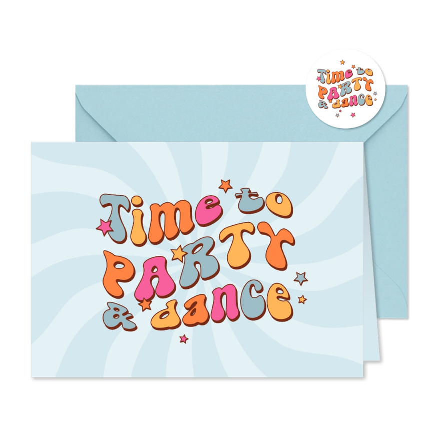 Kinderfeestje dansfeest disco uitnodiging funky - Kaartimpressie