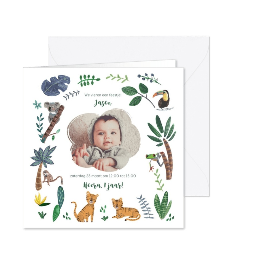 Kinderfeestje dierentuin jungle tijgers - Kaartimpressie