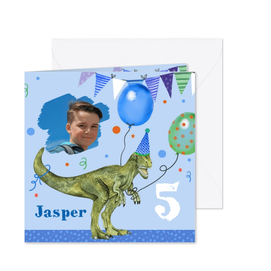 Kinderfeestje dinosaurus ballonnen - Kaartimpressie