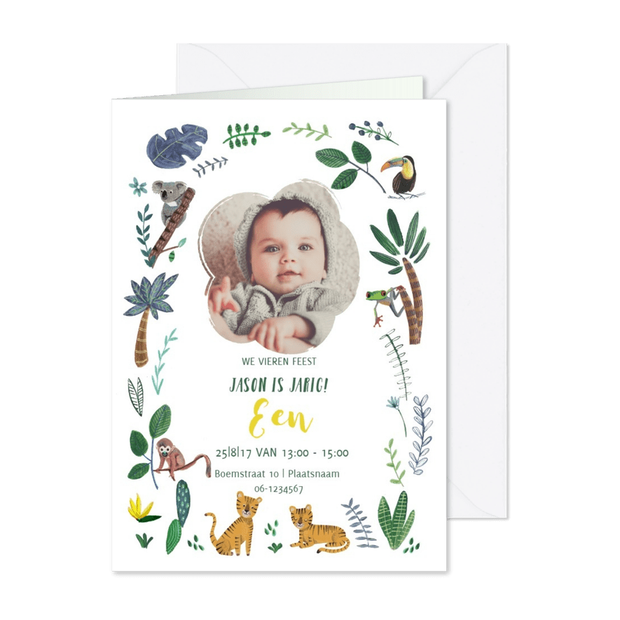 Kinderfeestje Een jaar tijgers - Kaartimpressie