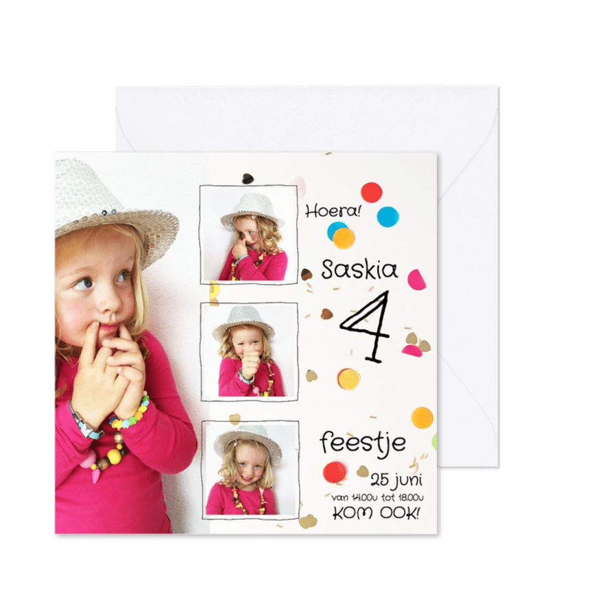 Kinderfeestje feest hartjes - Kaartimpressie