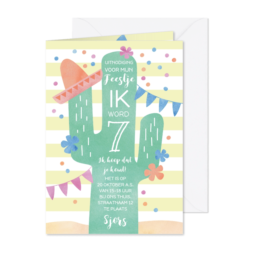 Kinderfeestje fiësta uitnodiging - Kaartimpressie