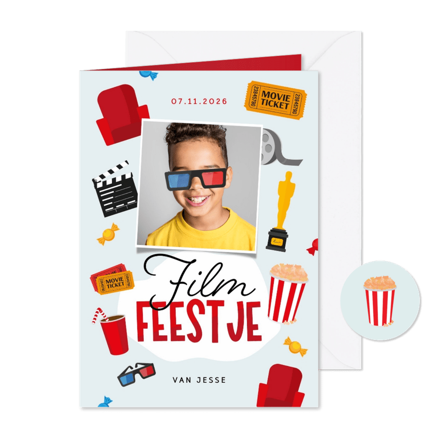 Kinderfeestje filmfeestje bioscoop popcorn 3d bril foto - Kaartimpressie