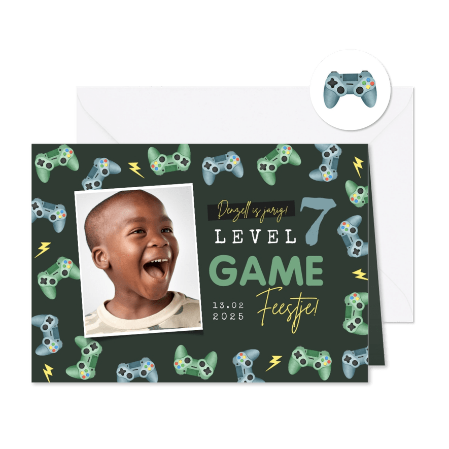 Kinderfeestje gamen controllers foto - Kaartimpressie