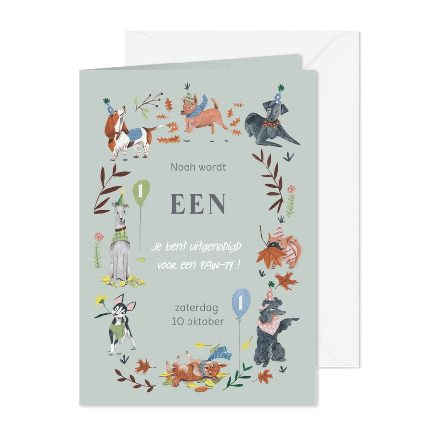 Kinderfeestje, hondjes PAW-TY! - Kaartimpressie