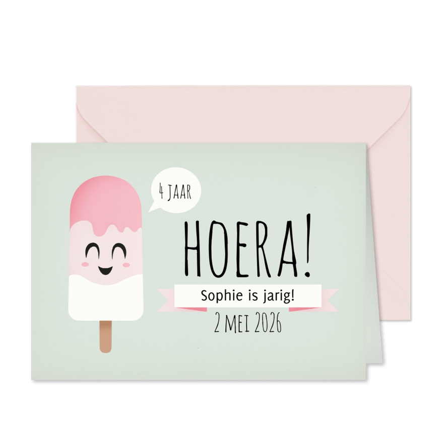 Kinderfeestje ijsje meisje - Kaartimpressie