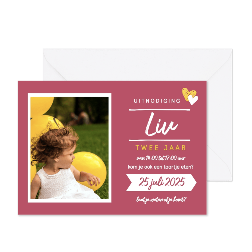 Kinderfeestje - kaart met foto - Kaartimpressie