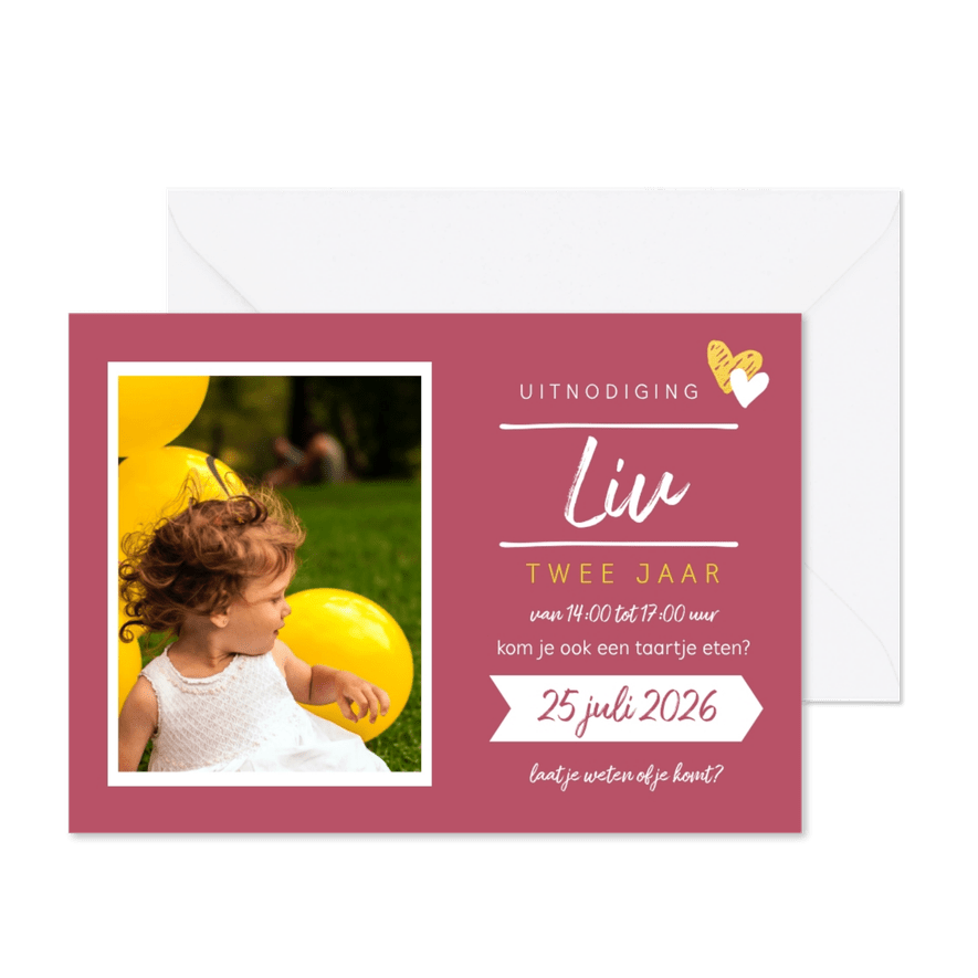 Kinderfeestje - kaart met foto - Kaartimpressie