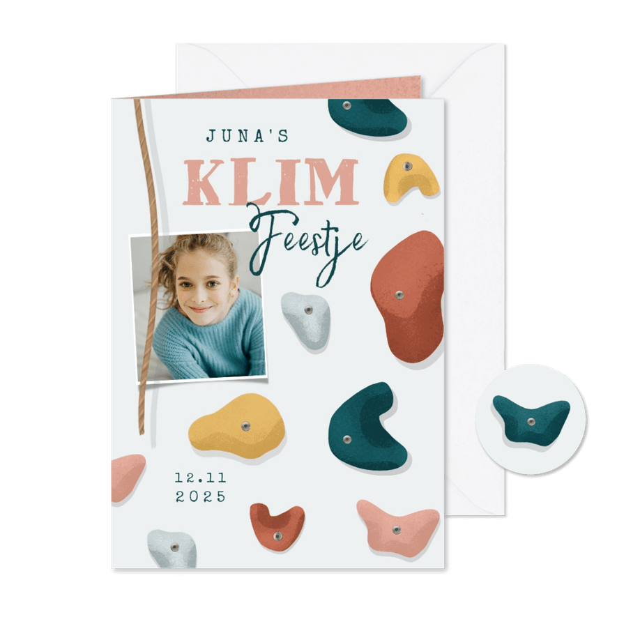 Kinderfeestje klimmen klimmuur illustratie foto indoor - Kaartimpressie