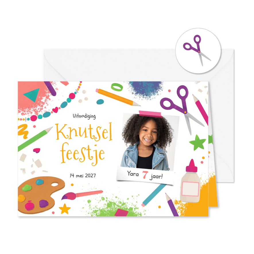 Kinderfeestje knutselen verf lijm knipsels foto - Kaartimpressie