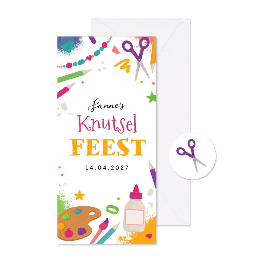 Kinderfeestje knutselen verf lijm kralen creatief - Kaartimpressie