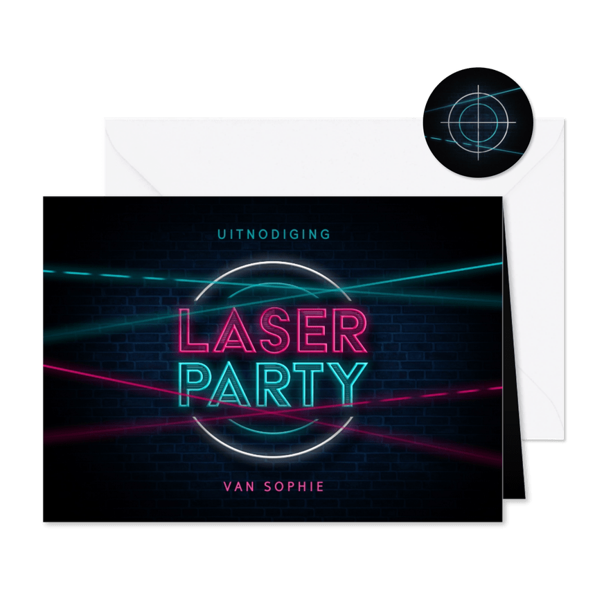 Kinderfeestje lasergamen party neon activiteit schieten - Kaartimpressie