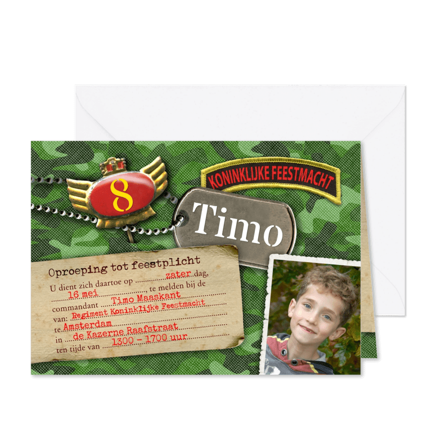 Kinderfeestje leger camouflage foto feest - Kaartimpressie