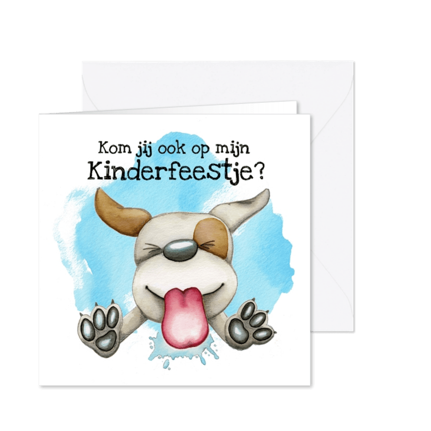 Kinderfeestje likkende hond - Kaartimpressie