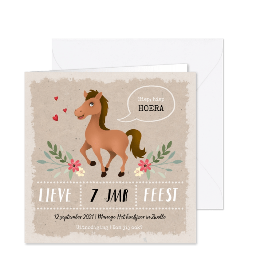 Kinderfeestje meisje thema paarden - Kaartimpressie