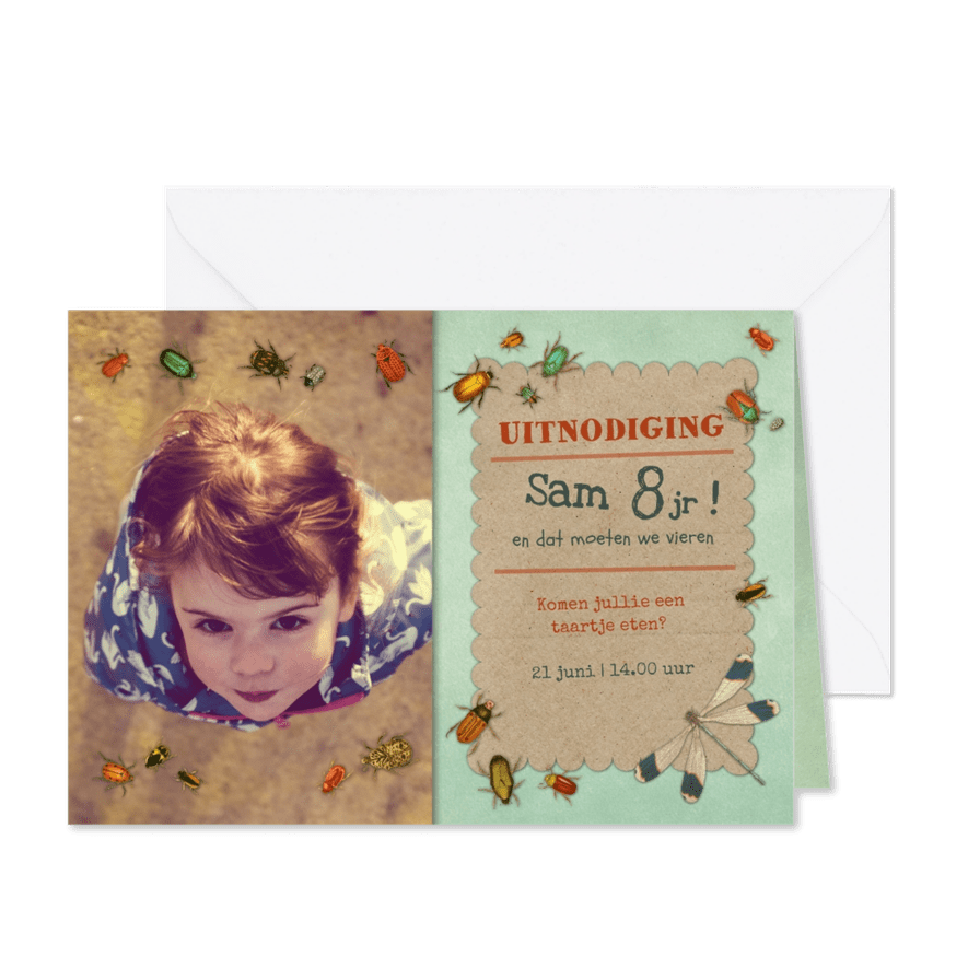 Kinderfeestje met heel veel insecten - Kaartimpressie