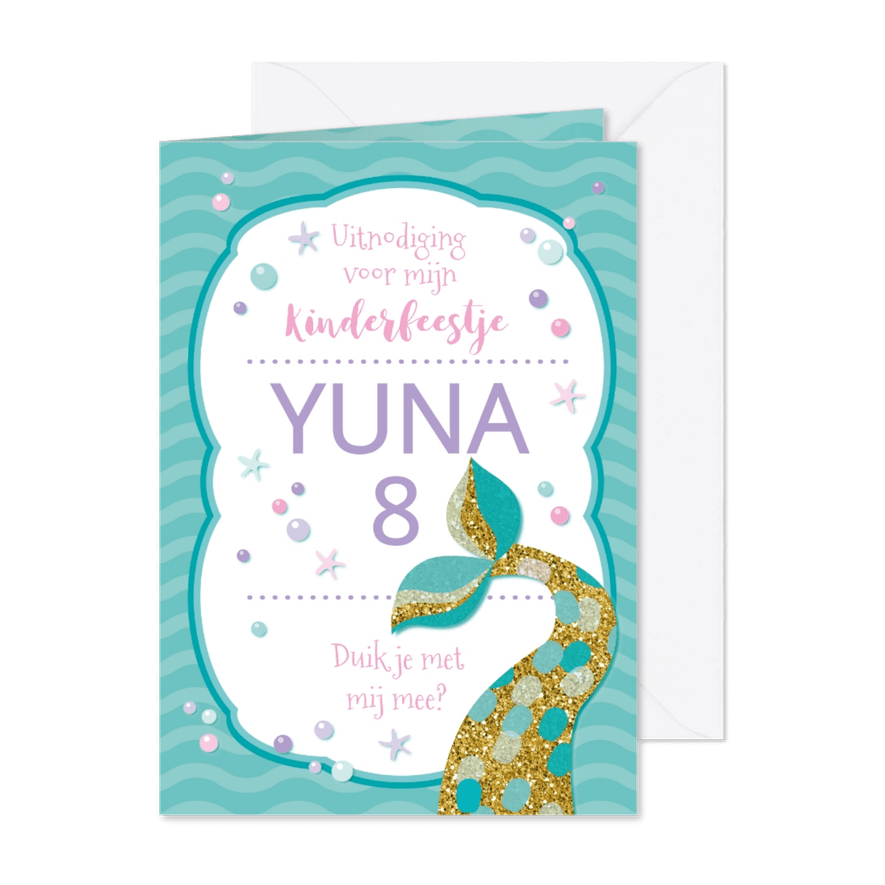 Kinderfeestje met zeemeermin onder water - Kaartimpressie