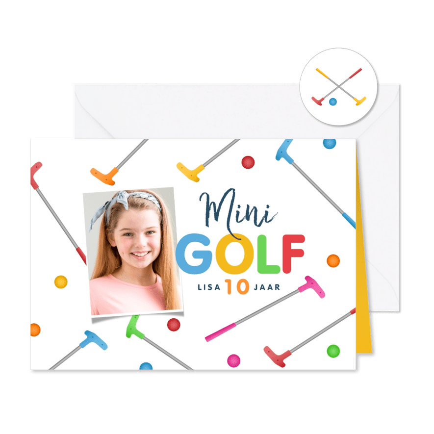 Kinderfeestje minigolf vrolijk foto feestje - Kaartimpressie